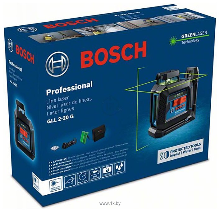 Фотографии Bosch GLL 2-20 G Professional 0601065000 (сумка, держатель, 4xAA)
