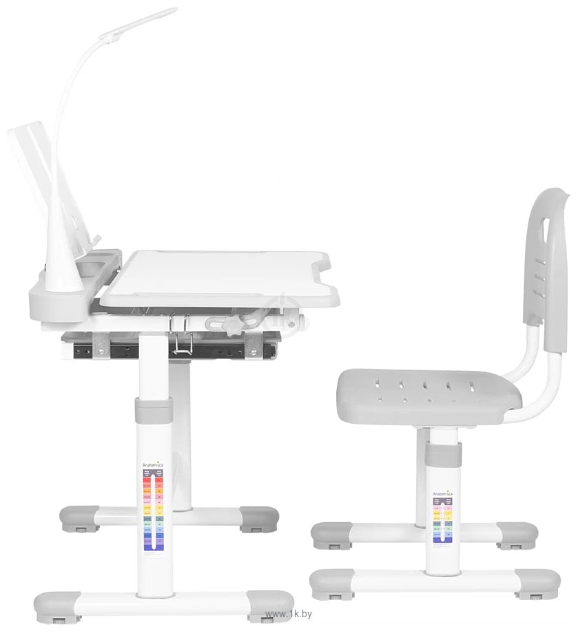 Фотографии Anatomica Vitera + стул + выдвижной ящик + подставка + светильник (белый/серый)