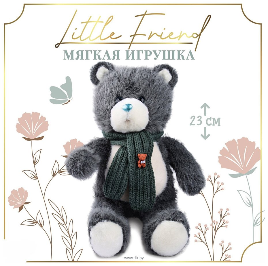 Фотографии Milo Toys Little Friend Мишка с зеленым шарфом 9905659 (темно-серый)