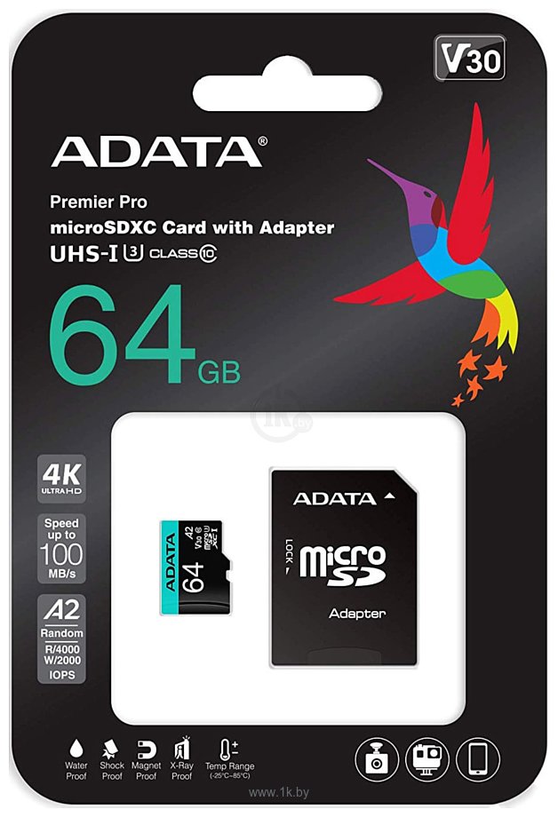 Фотографии ADATA Premier Pro AUSDX64GUI3V30SA2-RA1 microSDXC 64GB (с адаптером)