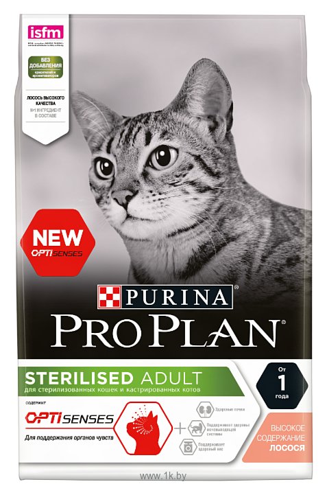 Фотографии Purina Pro Plan (3 кг) Sterilised Adult Salmon dry OPTISenses (для поддержания органов чувств)