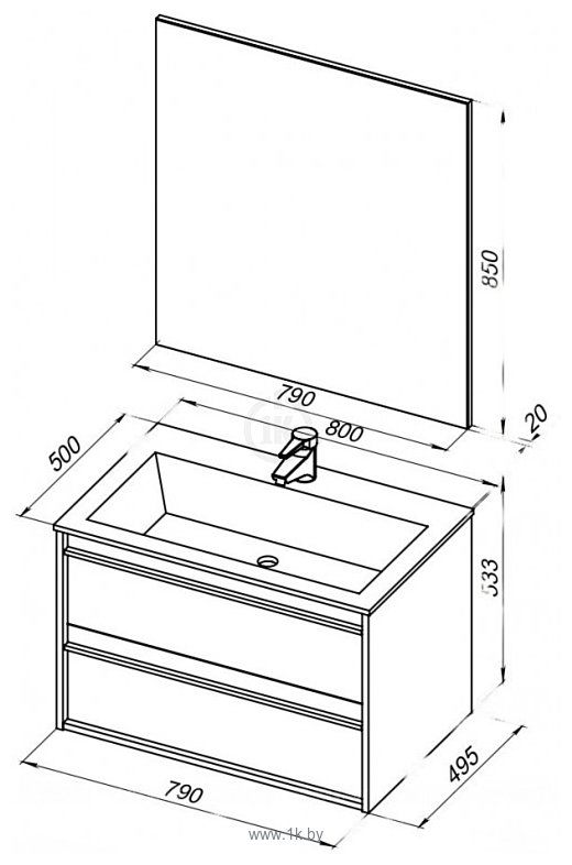 Фотографии Aquanet Комплект мебели для ванной Lino 80 271955