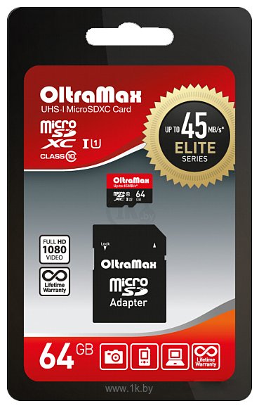 Фотографии Oltramax Elite OM064GCSDXC10UHS-1-ElU1 microSDXC 64GB (с адаптером)