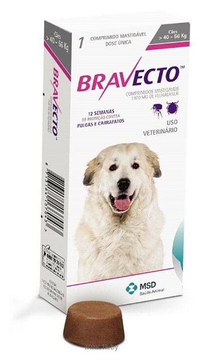 Фотографии Бравекто (MSD Animal Health) таблетки от блох и клещей для собак 40-56 кг