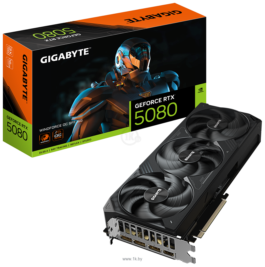 Фотографии GigaByte GeForce RTX 5080 Windforce OC SFF 16G (GV-N5080WF3OC-16GD)