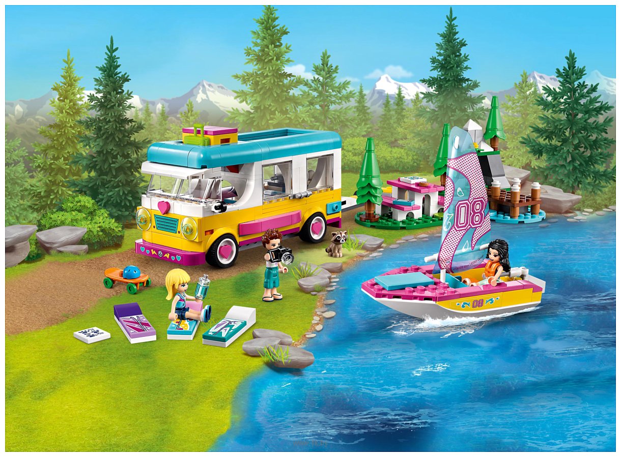 Фотографии LEGO Friends 41681 Лесной дом на колесах и парусная лодка