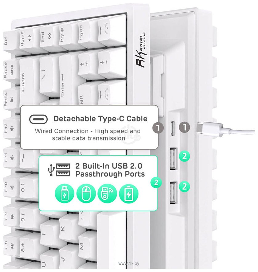 Фотографии Royal Kludge RK84 ISO RGB white, RK Brown