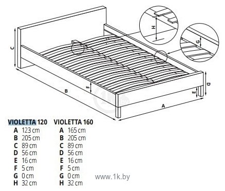 Фотографии Halmar Violetta 120x200 (античная черешня/черный)