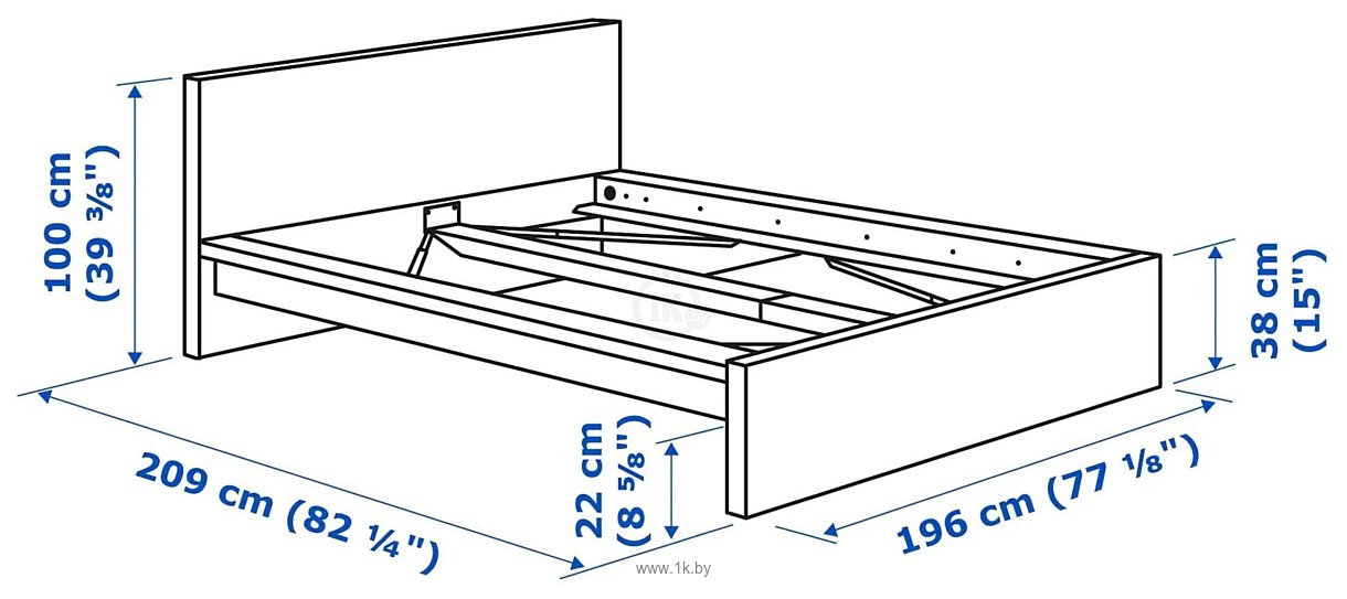 Фотографии Ikea Мальм 200x180 (дубовый шпон/беленый, Лонсет) 192.109.70