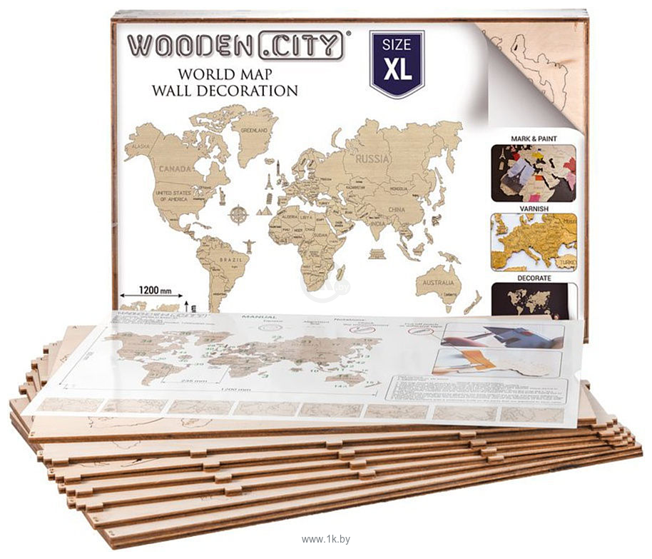 Фотографии Wooden City Карта Мира (размер XL)