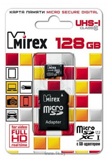 Фотографии Mirex microSDXC Class 10 UHS-I 128GB + SD adapter