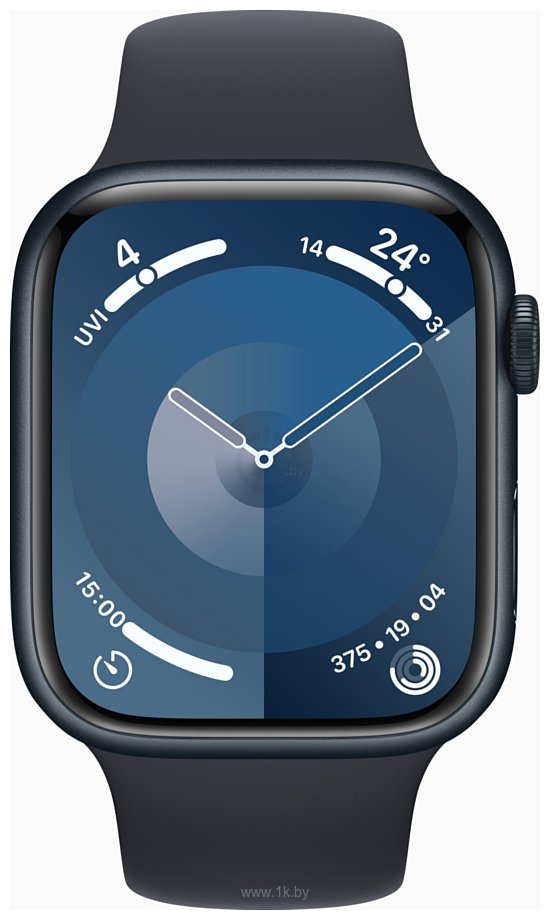 Фотографии Apple Watch Series 9 45 мм (алюминиевый корпус, полуночный/полуночный, спортивный силиконовый ремешок M/L)