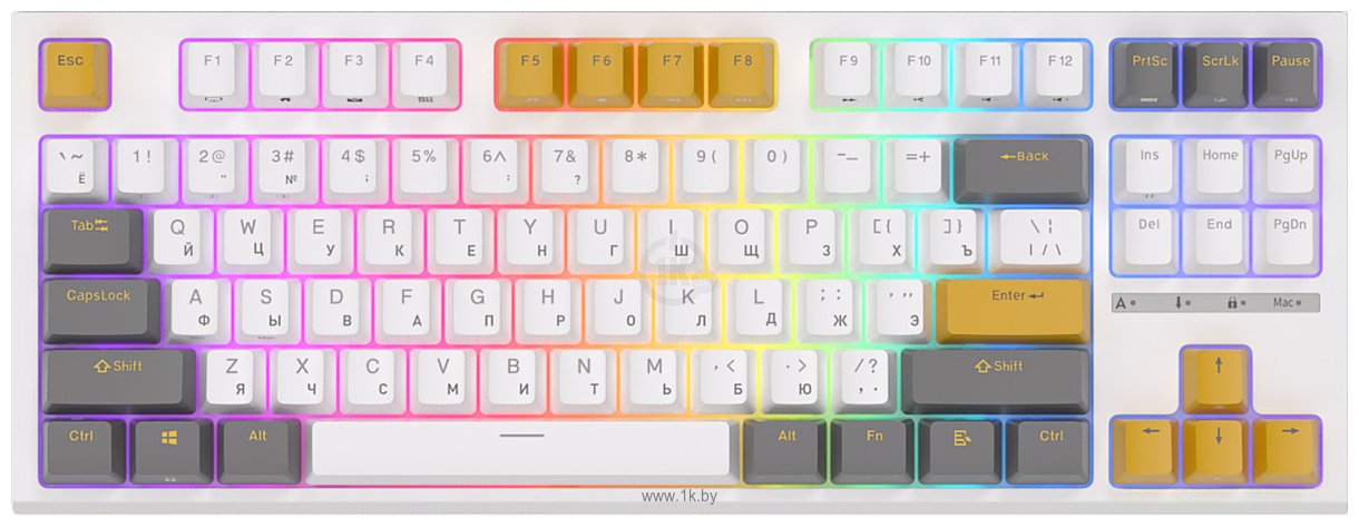 Фотографии Royal Kludge RK-R87 RGB white/yellow, RK Brown