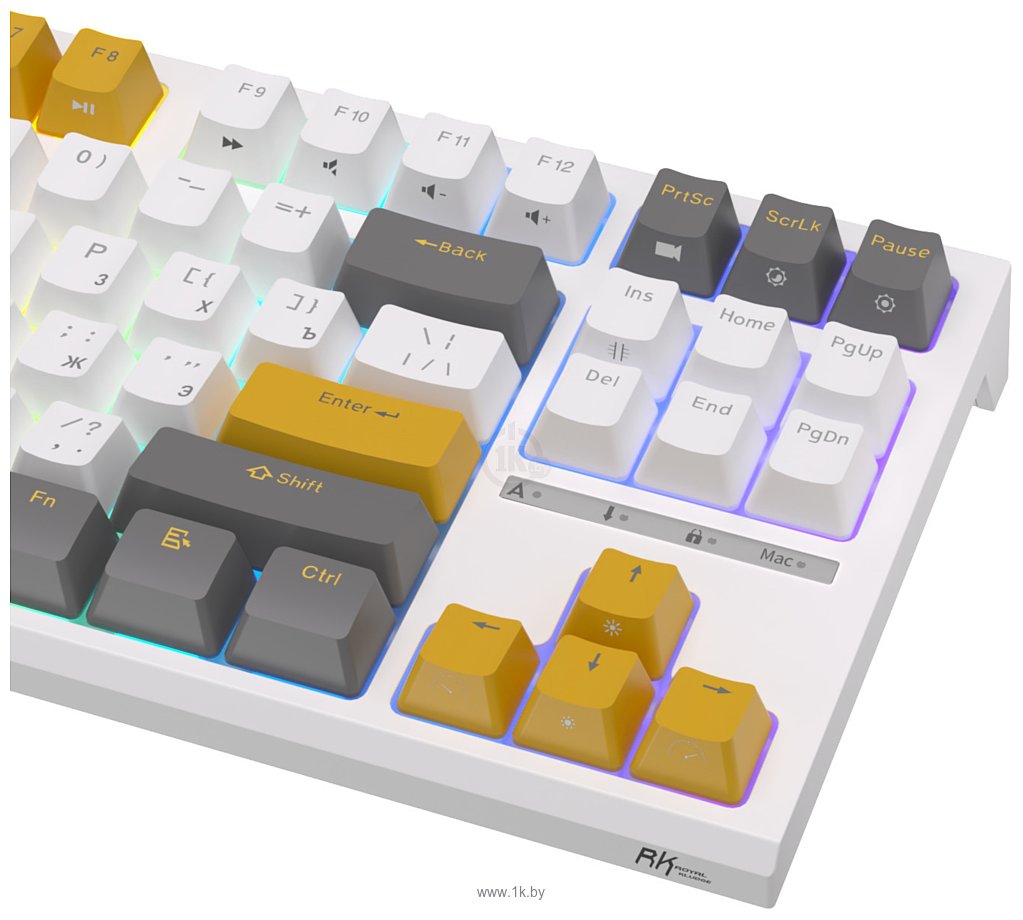 Фотографии Royal Kludge RK-R87 RGB white/yellow, RK Brown