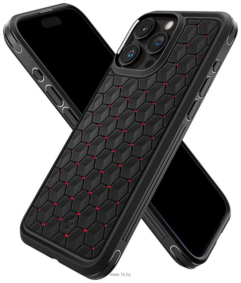 Фотографии Spigen Cryo Armor для iPhone 15 Pro Max ACS06604 (черный/красный)