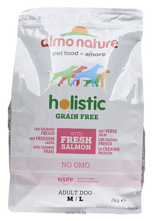 Фотографии Almo Nature (2 кг) Holistic Adult Dog Grain Free Fresh Salmon M-L