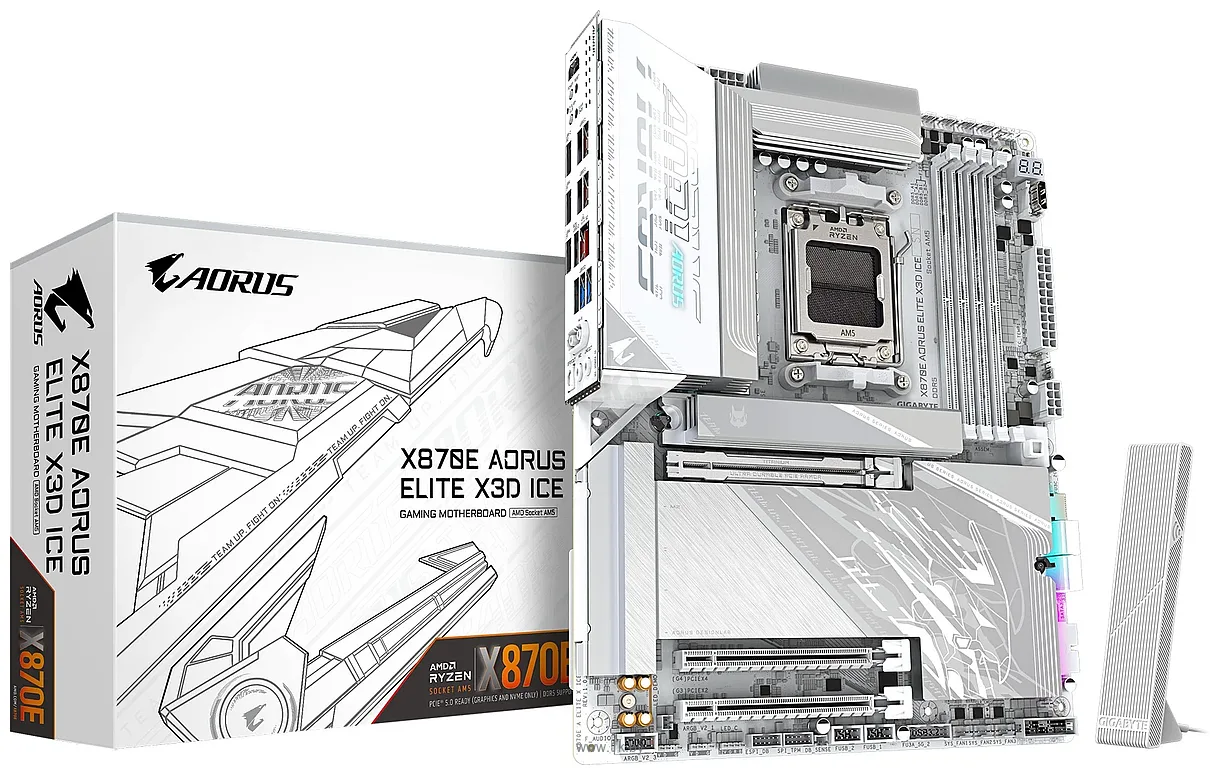 Фотографии Gigabyte X870E Aorus Elite X3D Ice Фотографии Gigabyte X870E Aorus Elite X3D Ice