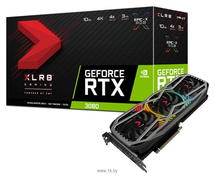 Фотографии PNY GeForce RTX 3080 XLR8 Gaming REVEL EPIC-X RGB Triple Fan Edition 10GB (VCG308010TFXPPB)