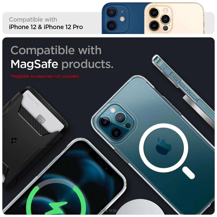 Фотографии Spigen Ultra Hybrid Mag (MagFit) для iPhone 12/12 Pro ACS02625 (белый)