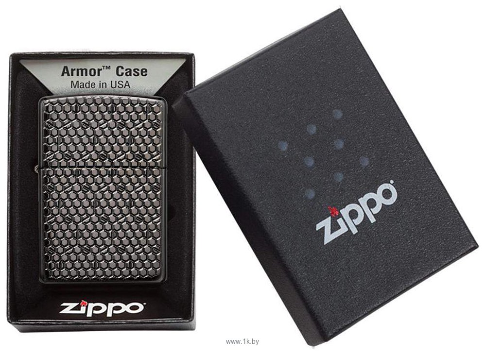 Фотографии Zippo 49021 Armor Black Ice Hexagon Design