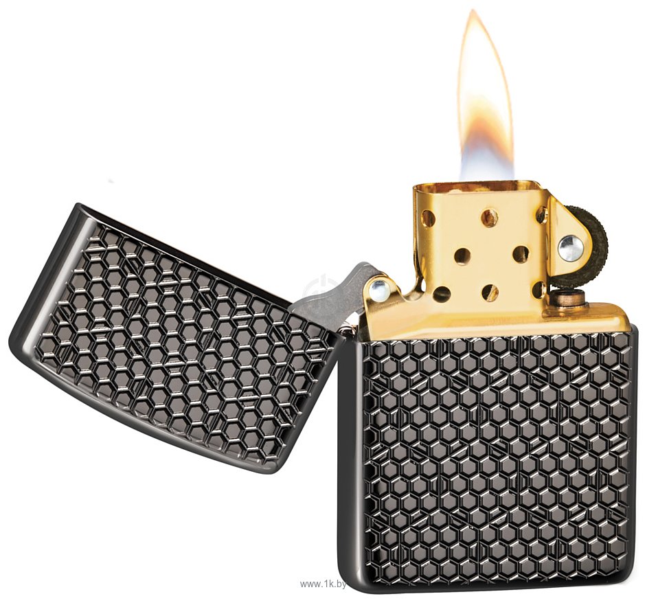 Фотографии Zippo 49021 Armor Black Ice Hexagon Design