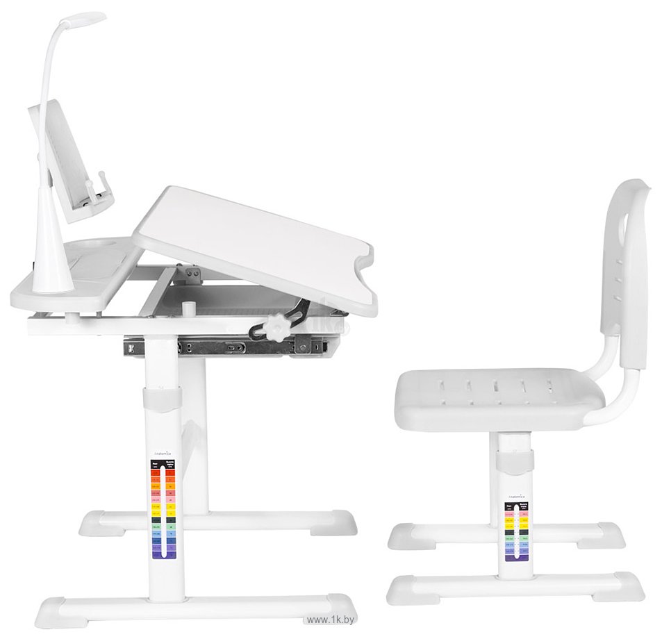 Фотографии Anatomica Avgusta + стул + выдвижной ящик + светильник + подставка (белый/серый)