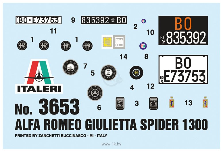 Фотографии Italeri 3653 Alfa Romeo Giulietta Spider 1300
