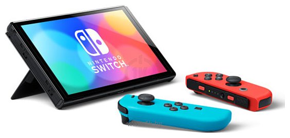 Фотографии Nintendo Switch OLED (черная, с неоновыми Joy-Con)