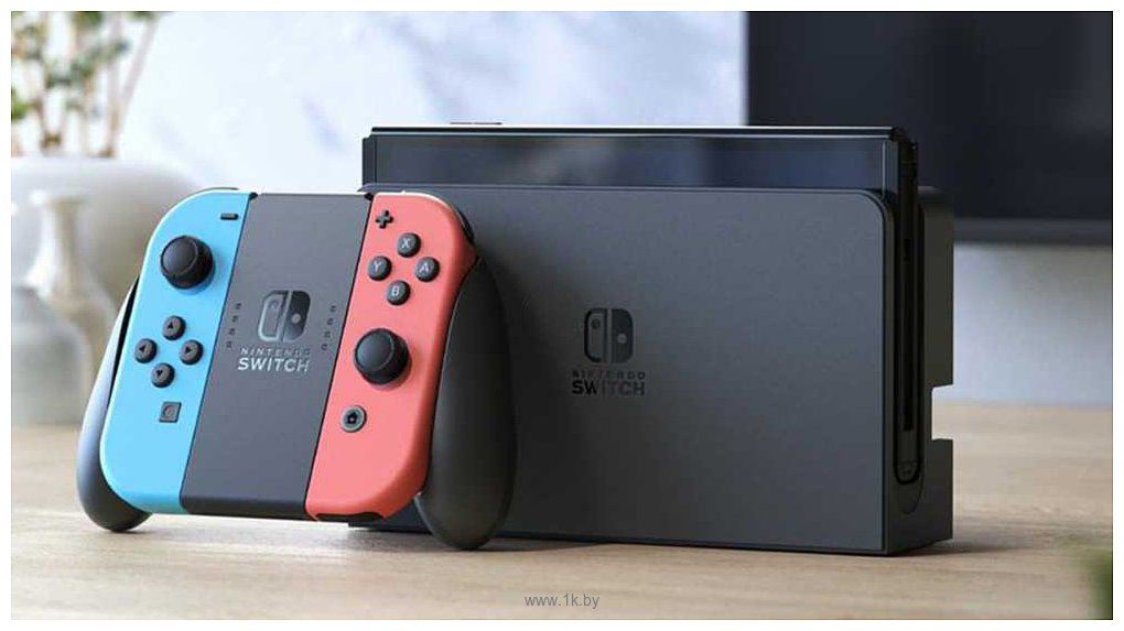 Фотографии Nintendo Switch OLED (черная, с неоновыми Joy-Con)