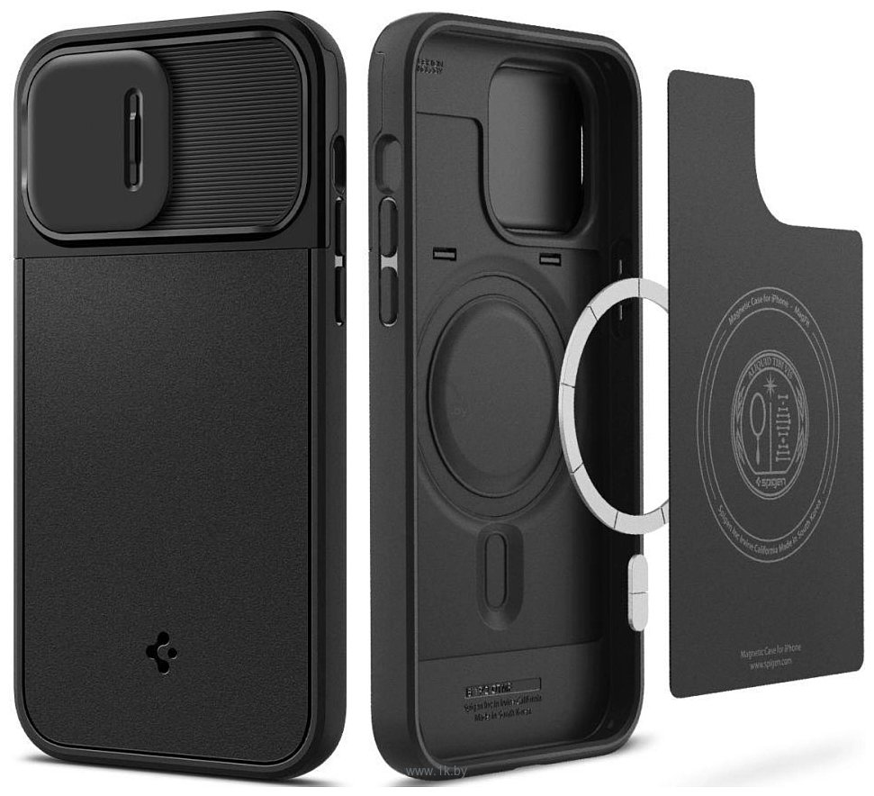 Фотографии Spigen Optik Armor (MagFit) для iPhone 14 Pro ACS04993 (черный)