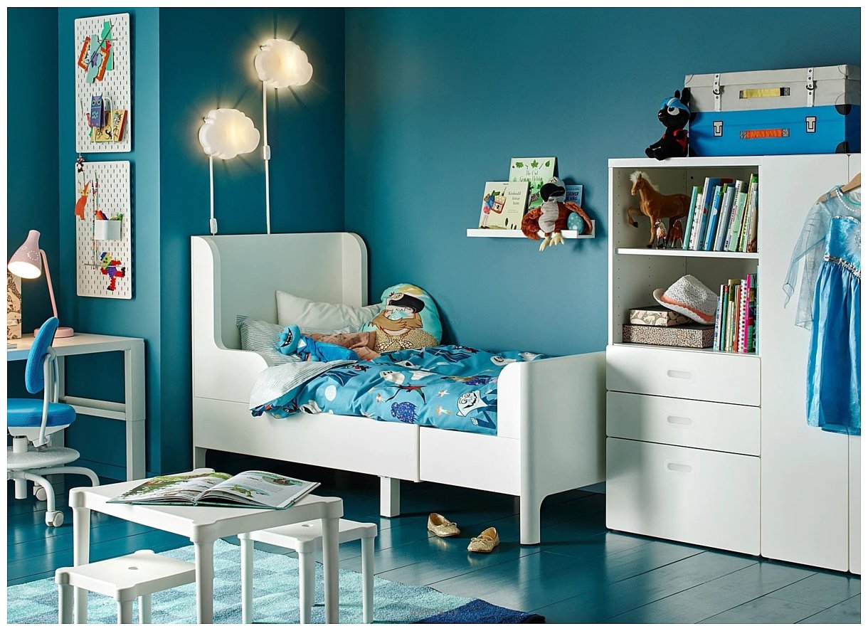 Фотографии Ikea Бусунге 80x130-200 (белый) 404.598.31