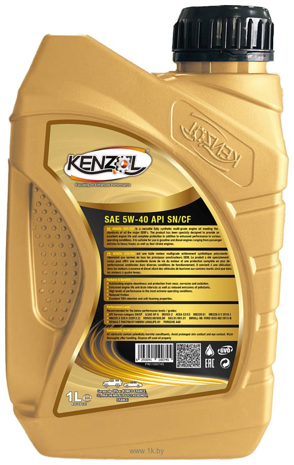 Фотографии Kenzol Syn-Tec SAE 5W-40 API SN/CF Dexos 2 1л