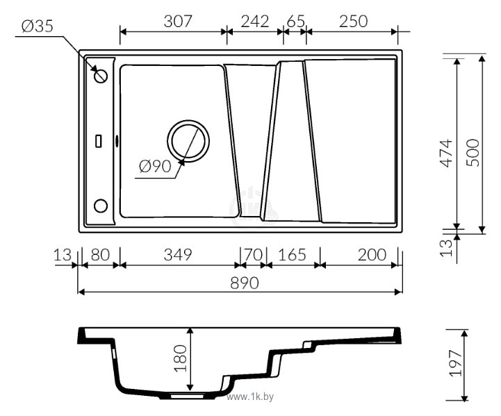 Фотографии MARMORIN BATEA 1 bowl sink draining board