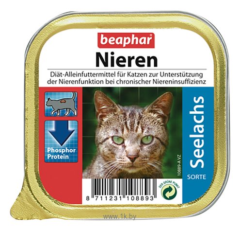 Фотографии Beaphar (0.1 кг) 16 шт. Beaphar Полнорационная диета (паштет) Nieren Seelanchs с рыбой сайдой для кошек