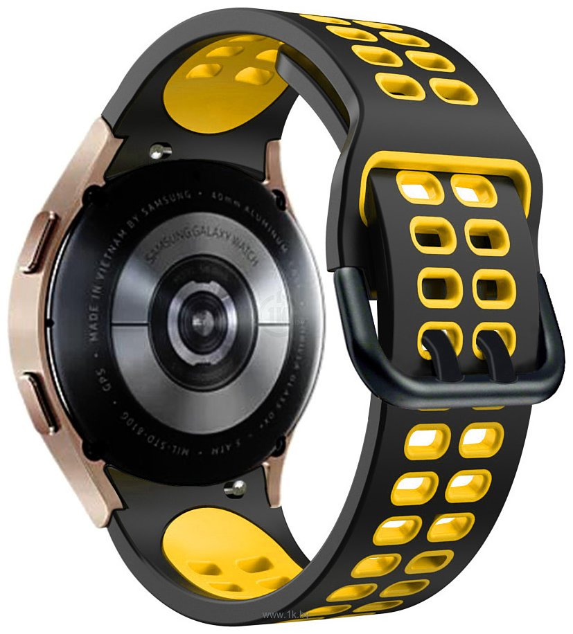 Фотографии Rumi Extreme силиконовый для Samsung Galaxy Watch4/5 (20 мм, черный/желтый)