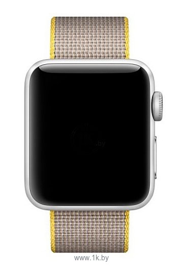 Фотографии Apple из плетеного нейлона 42 мм (желтый/светло-серый) (MNKJ2)