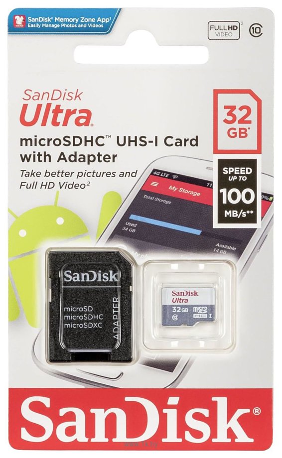 Фотографии SanDisk Ultra microSDXC SDSQUNR-128G-GN3MA 128GB (с адаптером)