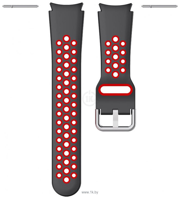 Фотографии Rumi Sport N-style силиконовый для Samsung Galaxy Watch4/5 (20 мм, черный/красный)