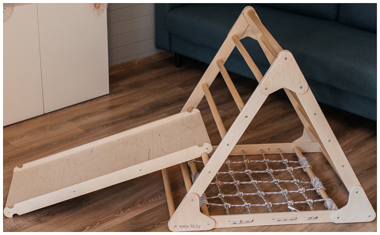 Фотографии Милая Мебель Комплекс 3 в 1: Пиклер с канатом, качалка, лестница (дерево)