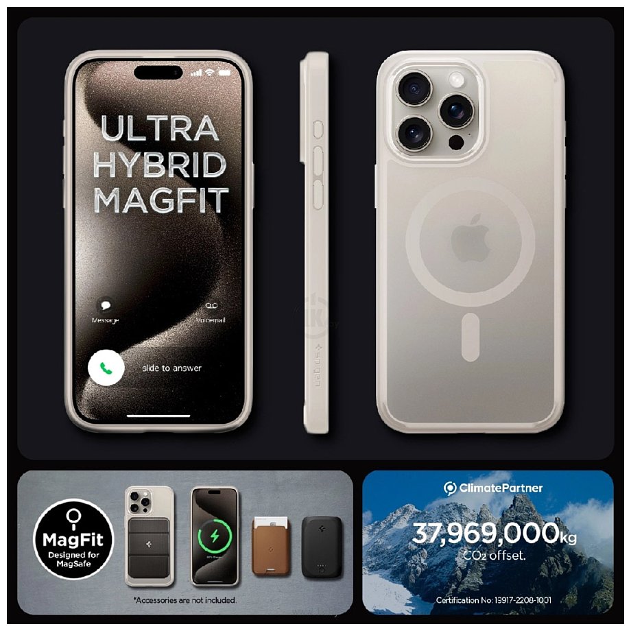 Фотографии Spigen Ultra Hybrid (MagFit) для iPhone 15 Pro ACS07215 (серый)