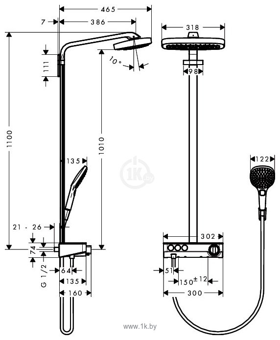 Фотографии Hansgrohe Raindance Select E 300 3jet Showerpipe 27127000