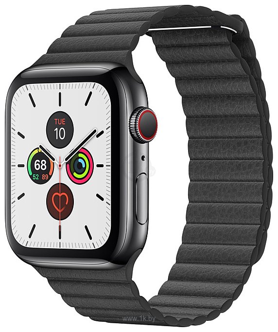Фотографии Apple Watch Series 5 44mm GPS + Cellular Stainless Steel Case with Leather Loop
