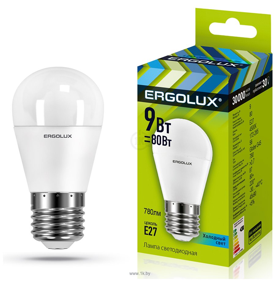 Фотографии Ergolux LED-G45-9W-E27-4K