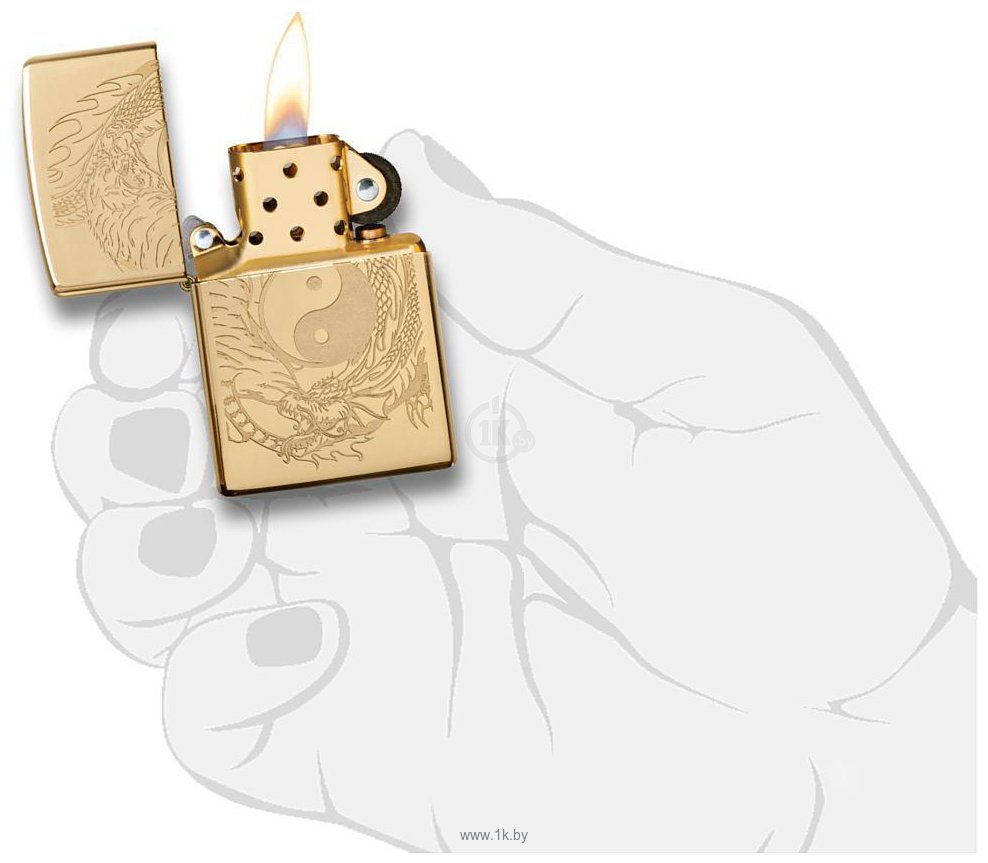 Фотографии Zippo High Polish Brass Tiger and Dragon Design 49024