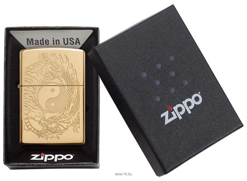 Фотографии Zippo High Polish Brass Tiger and Dragon Design 49024