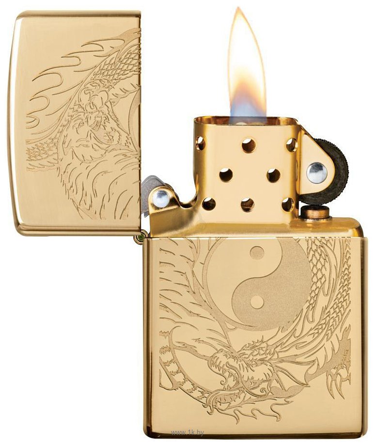 Фотографии Zippo High Polish Brass Tiger and Dragon Design 49024