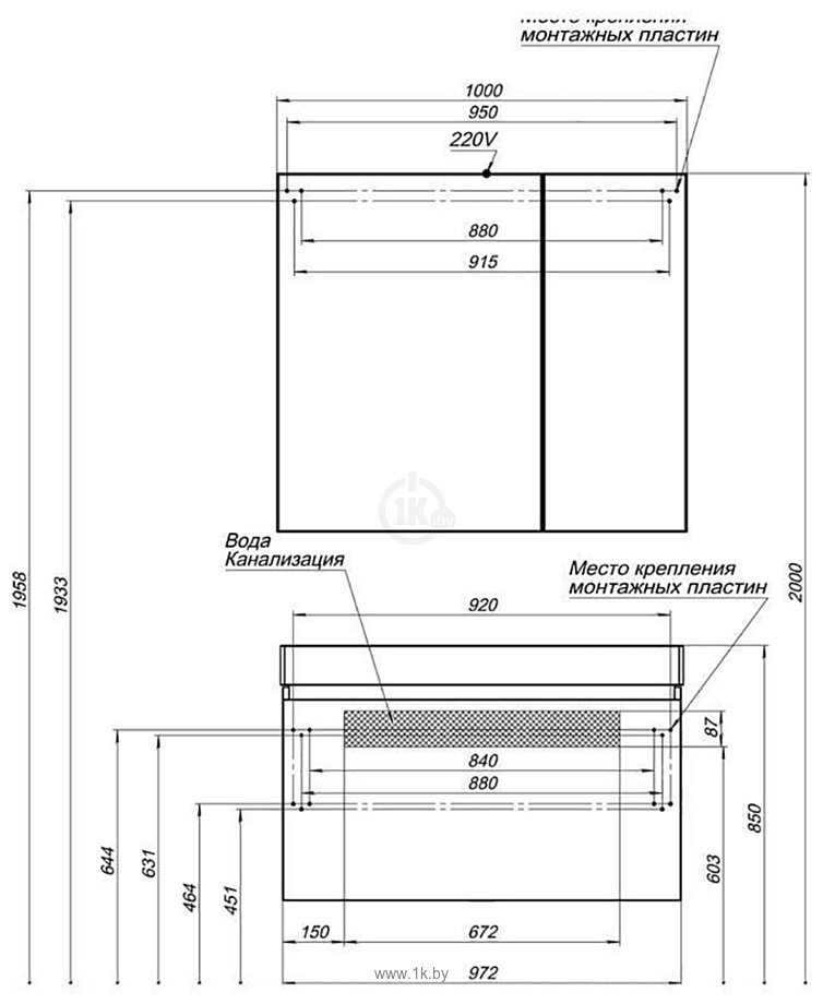 Фотографии Aquanet Тумба Йорк 100 с умывальником Sanovit 100 Slim 00212594 (белый)