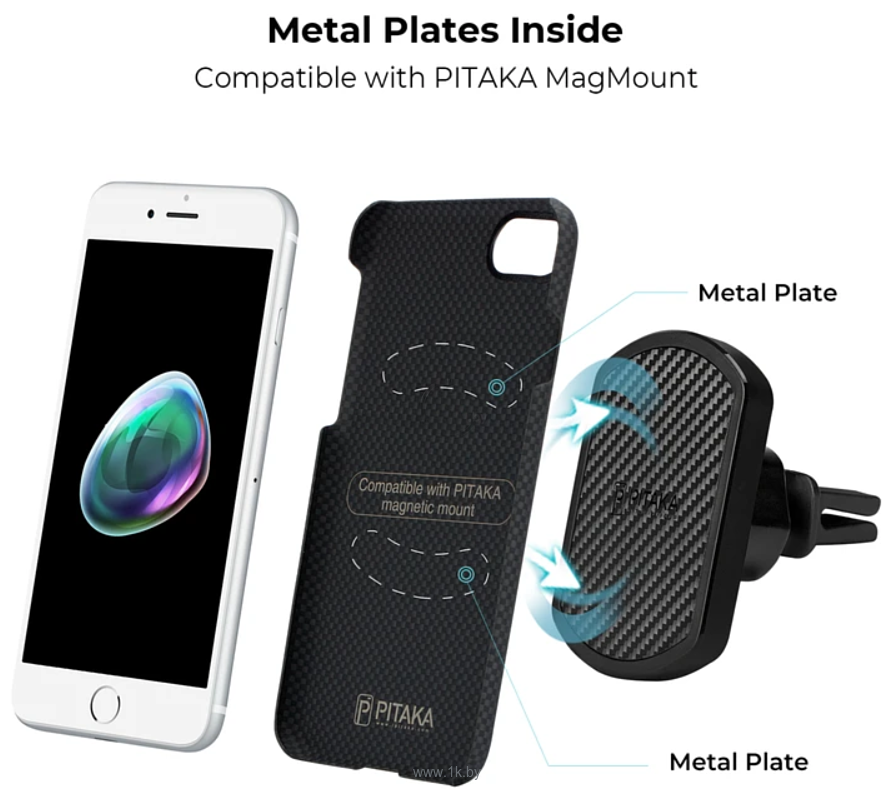 Фотографии Pitaka MagEZ Case Pro для iPhone 7 (plain, черный/серый)