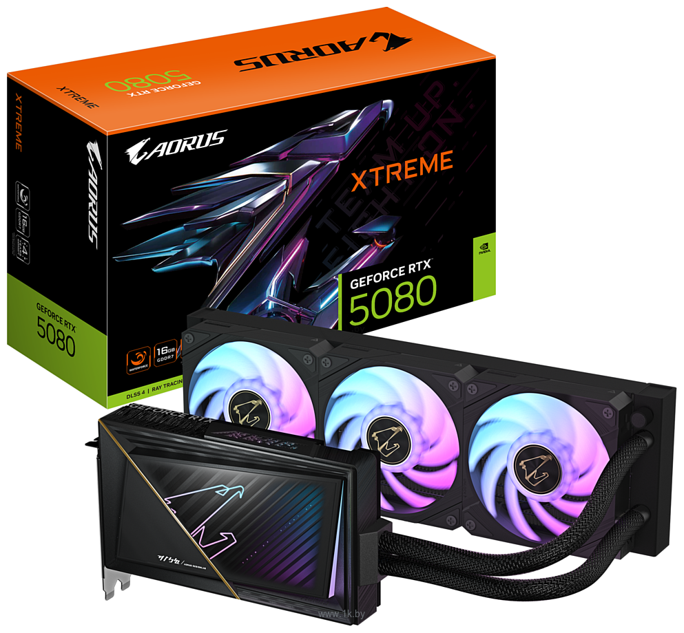Фотографии GigaByte Aorus GeForce RTX 5080 Xtreme Waterforce 16G (GV-N5080AORUSX W-16GD)
