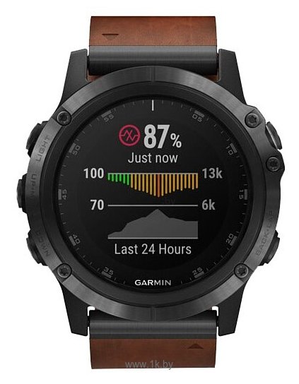 Фотографии Garmin Fenix 5X Plus Sapphire с кожаным ремешком